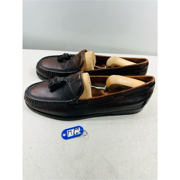 Johnston & Murphy Shoes Men\'s Size 8.5 Brown Leather Tassel Loafers Italy